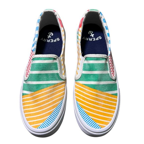 Sperry crest Women's Slip On canvas Non Marking Multicolor size US 5.5 EU 35.5 - Picture 1 of 7
